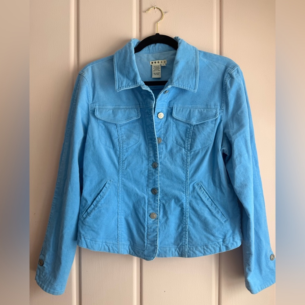 Cotton Cobalt Blue Women's corduroy Denim Jacket sz M